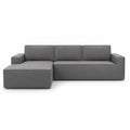 Divano angolare in tessuto con chaise longue in poliestere grigio