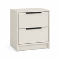 Comodino a due cassetti in MDF con maniglie nere 50x40x60 cm Avorio