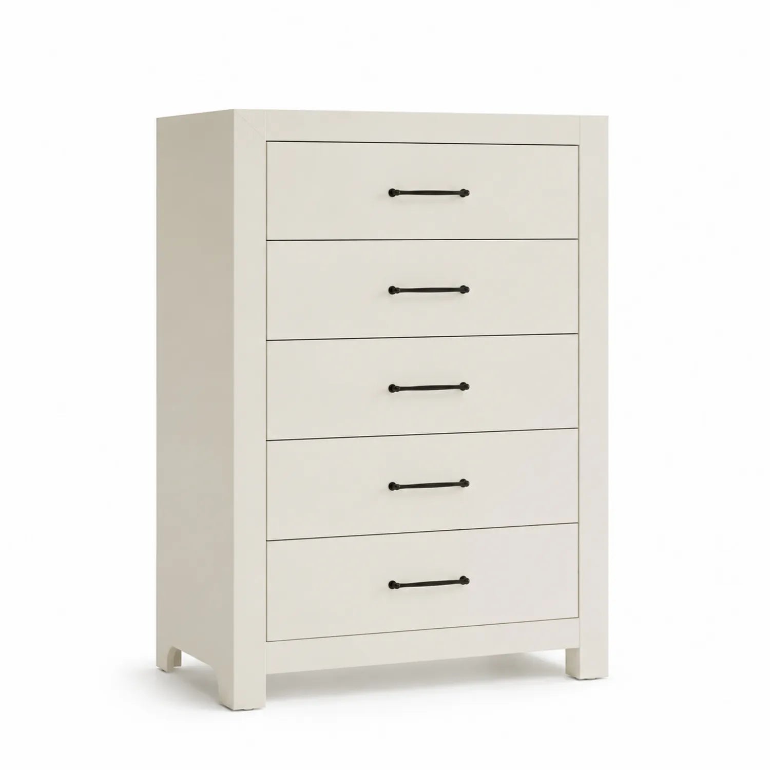 Cassettiera con 5 cassetti in legno bianco 80x45x120 cm