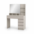 Toeletta con Specchio e Scaffali a 5 Cassetti in Legno Composito