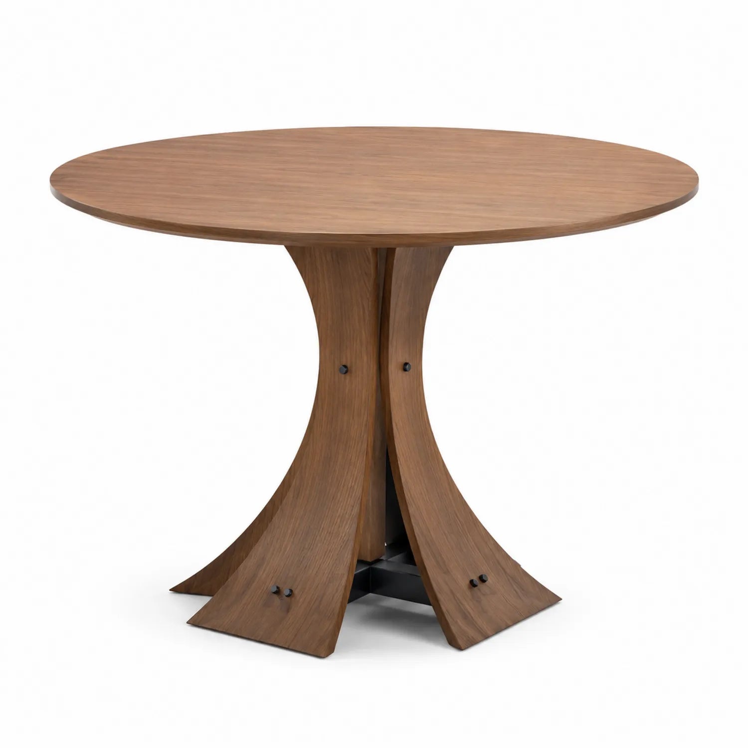 Tavolo da pranzo rotondo in legno e metallo 120 cm Marrone
