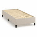 Letto singolo in metallo e tessuto beige 200x90 cm