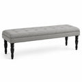 Panca in tessuto poliestere grigio con gambe in legno nero