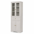 Armadio alto legno e vetro temperato bianco 180x60x30 cm