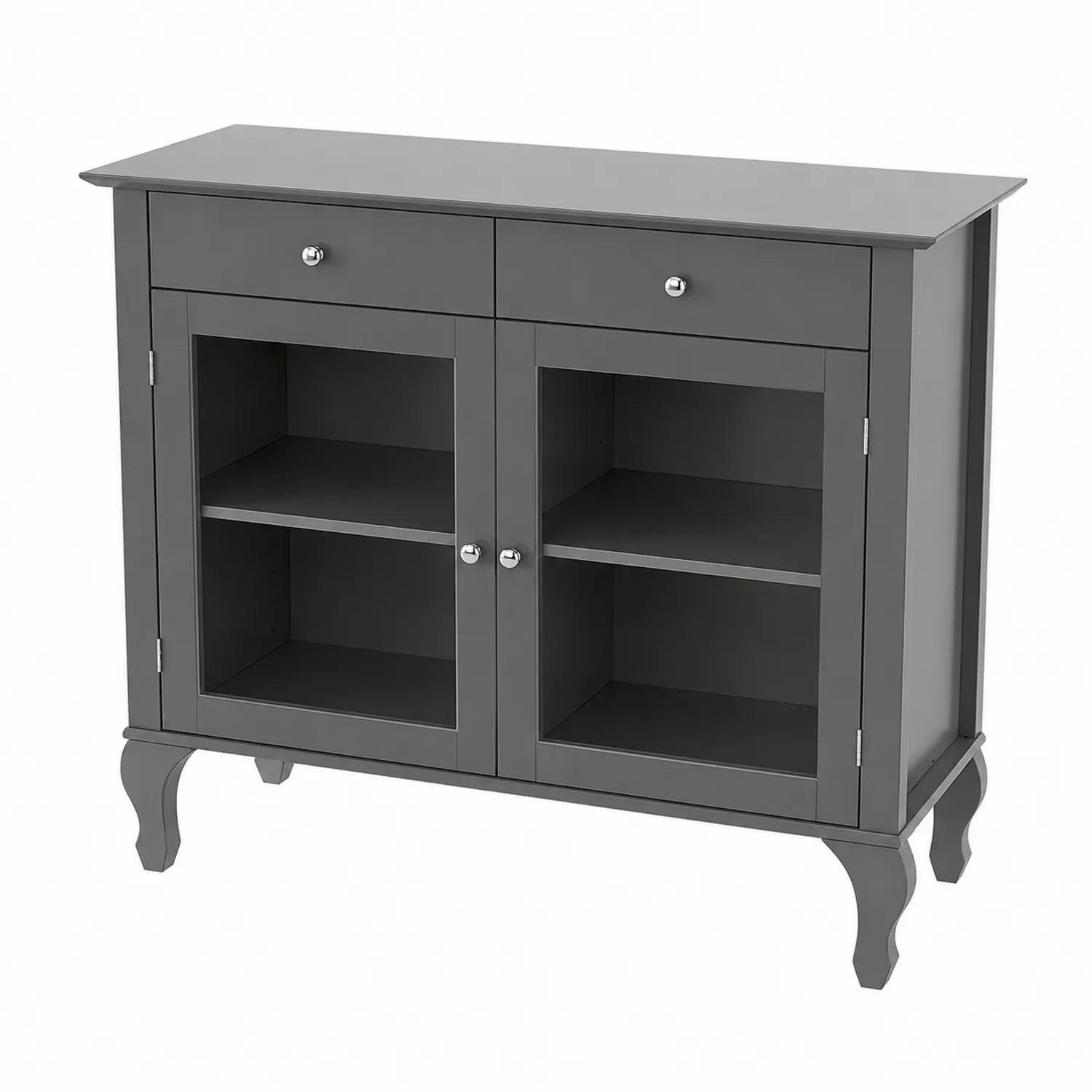 Credenza in legno MDF grigio con ante e cassetti 90x35x84 cm