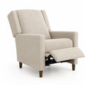 Poltrona reclinabile in tessuto beige con gambe in legno