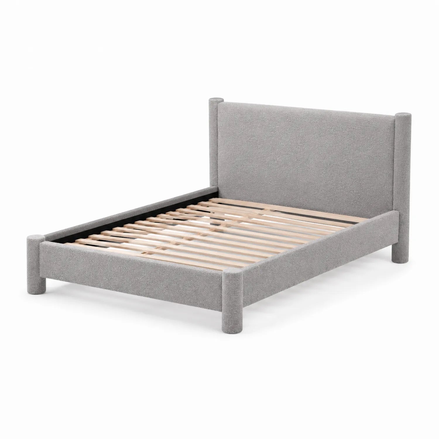 Letto in legno e tessuto poliestere grigio 200x160 cm