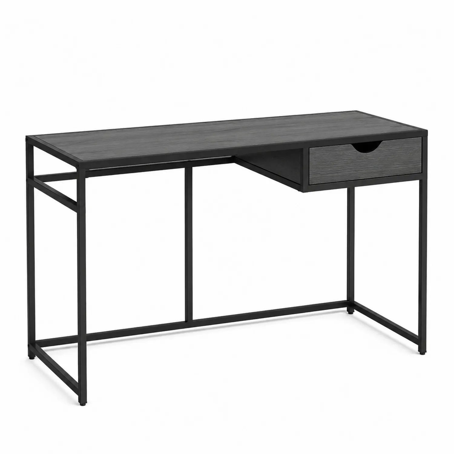 Scrivania in legno e metallo con cassetto Nero