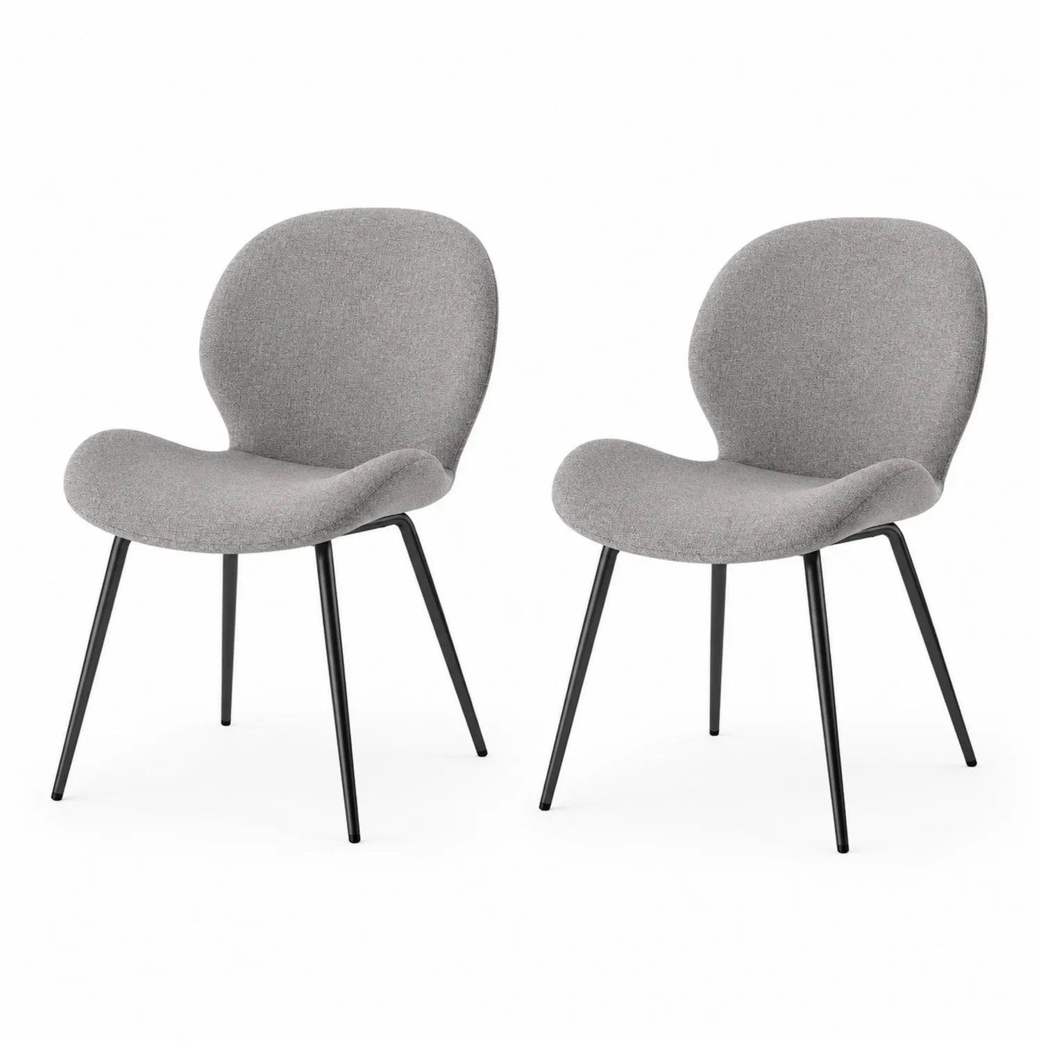 Set di 2 Sedie in Tessuto Grigio con Gambe in Metallo