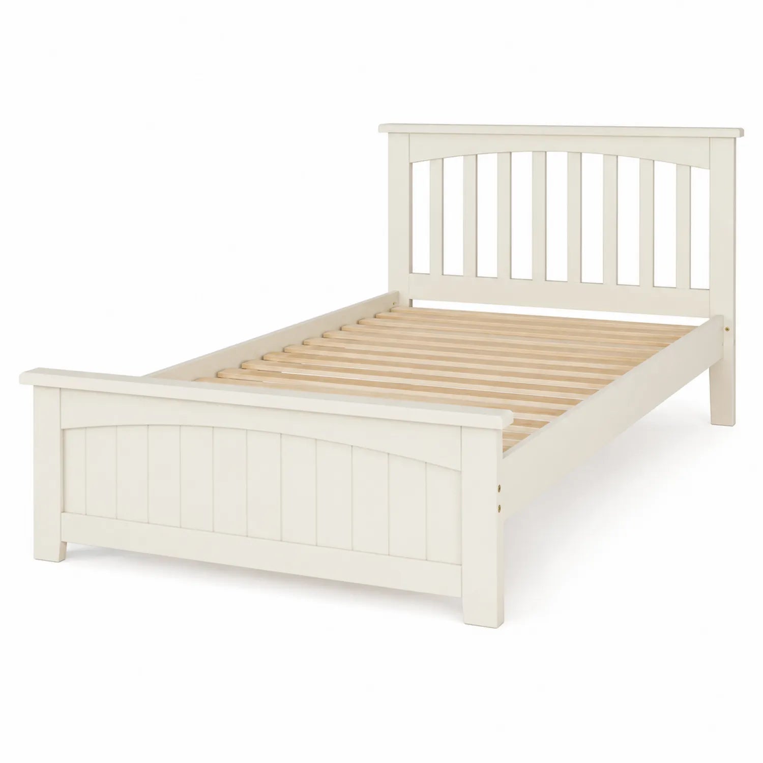 Letto Singolo in Legno di Pino Massello 200x90 cm Bianco