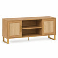 Mobile TV in legno con ante in rattan e struttura in metallo