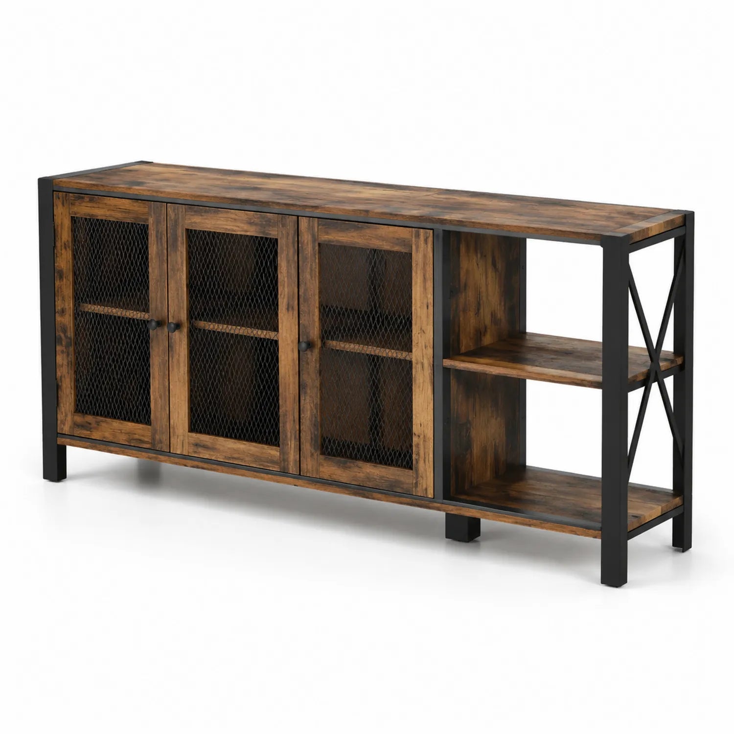 Credenza in Legno e Metallo Marrone 120x40x70 cm