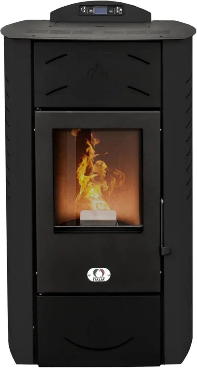 Stufa a Pellet Idro Siberia 15KW - Riscaldamento Ambienti e Acqua, Efficienza 90%, Autonomia 20 Ore, Programmabile, 5 Velocità, Garanzia 24 Mesi, Nero