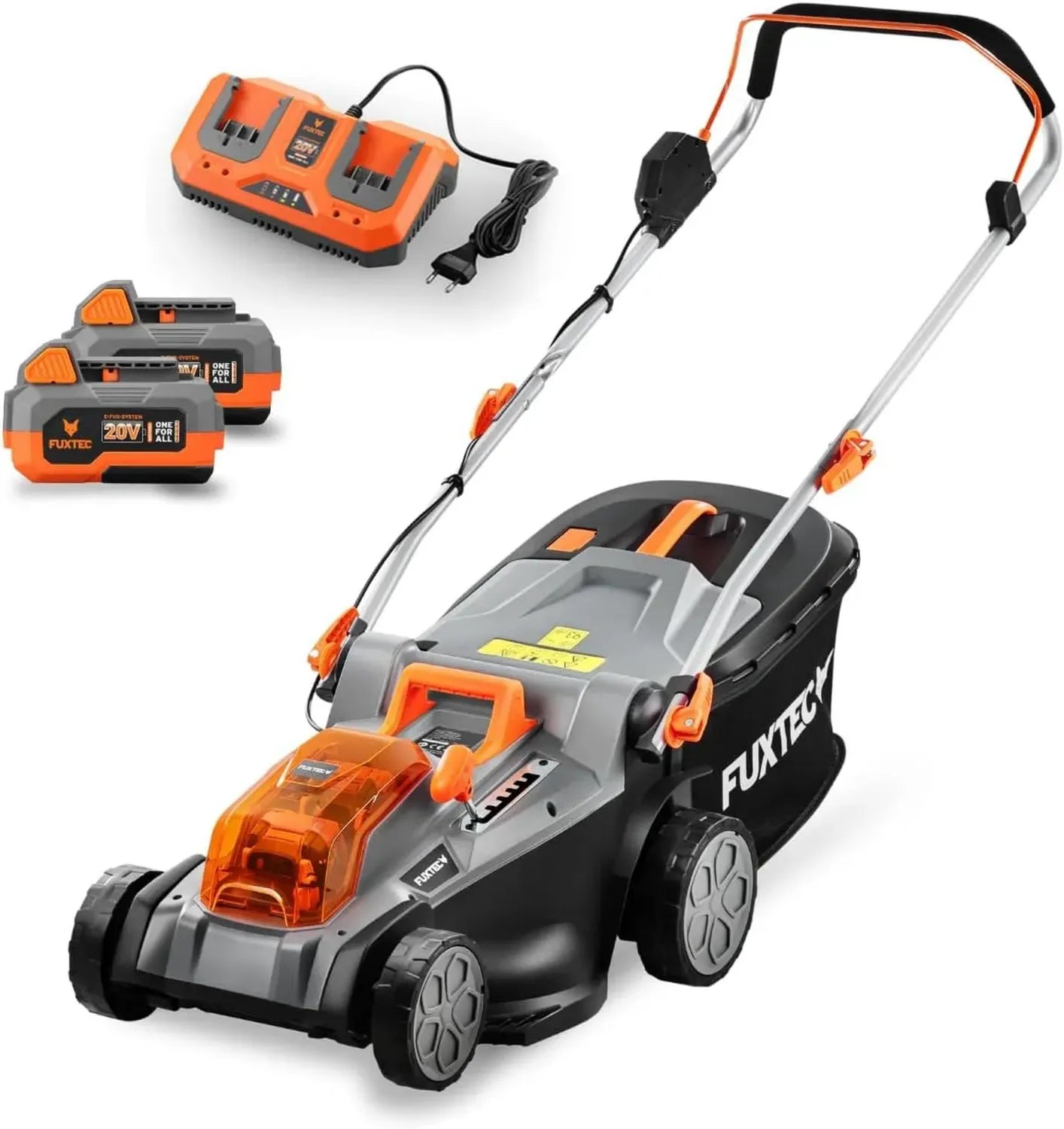 Tagliaerba a Batteria FUXTEC 40V con Larghezza di Taglio 43cm, Altezza Regolabile, Include Batterie e Caricabatterie