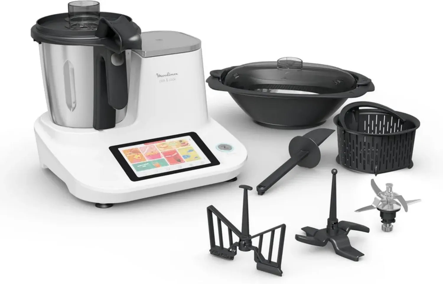 Robot da Cucina Multifunzione Moulinex Click & Cook, 1400W, 3.6L, Display Touch, 32 Funzioni, 10 Programmi Automatici, 600 Ricette