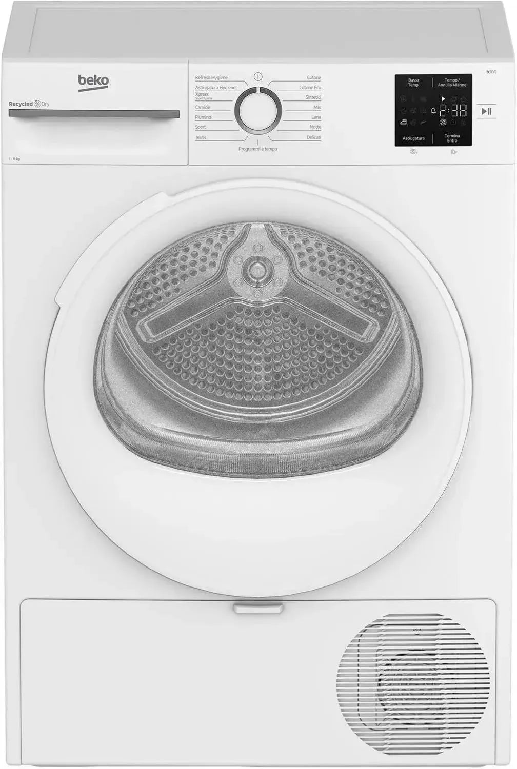 Asciugatrice 9 Kg a Pompa di Calore, Installazione Libera, Tecnologia Inverter, Classe C