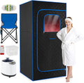 Cabina Sauna Portatile a Vapore, 3L 1200W con Riscaldamento Veloce, 15 Livelli di Temperatura e Timer 99 Min, Include Sedia e Tappetino, Spa Domestica Blu