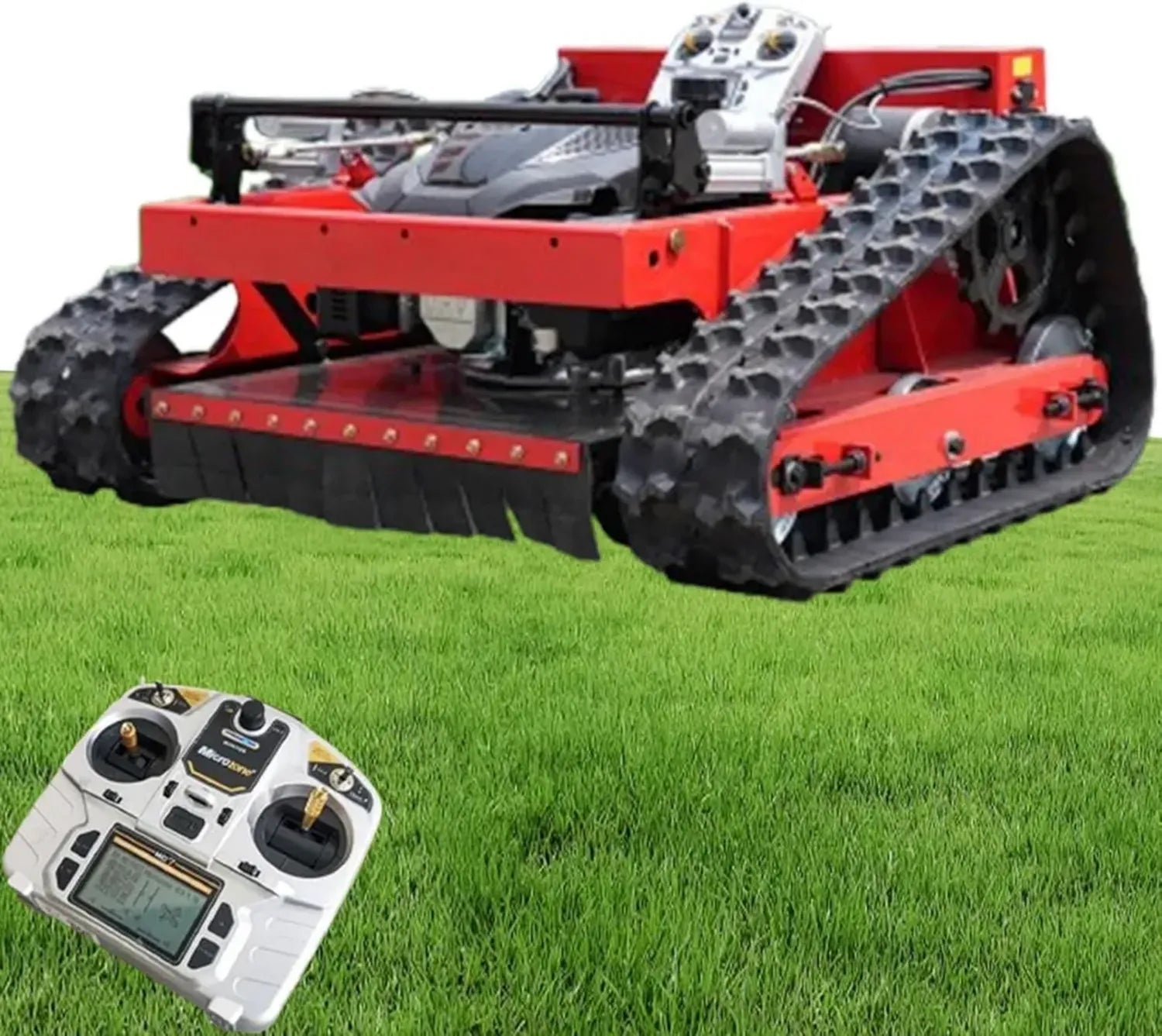 Robot tagliaerba a benzina 7,5 HP con telecomando, taglio rapido 55 cm, adatto per pendenze fino a 45°, altezza regolabile 10-180 mm