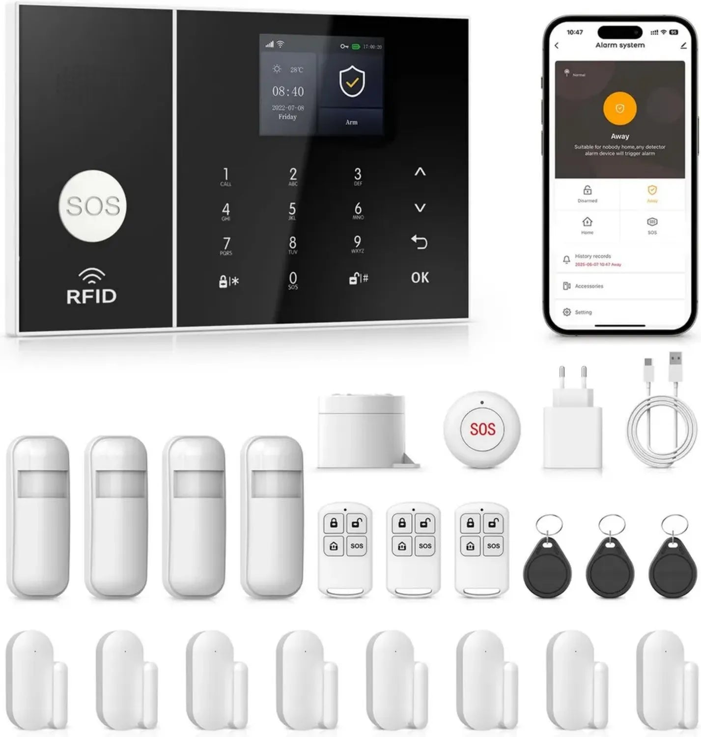 Sistema di Allarme WiFi e GSM per Casa con Sirena 120dB e Telecomando