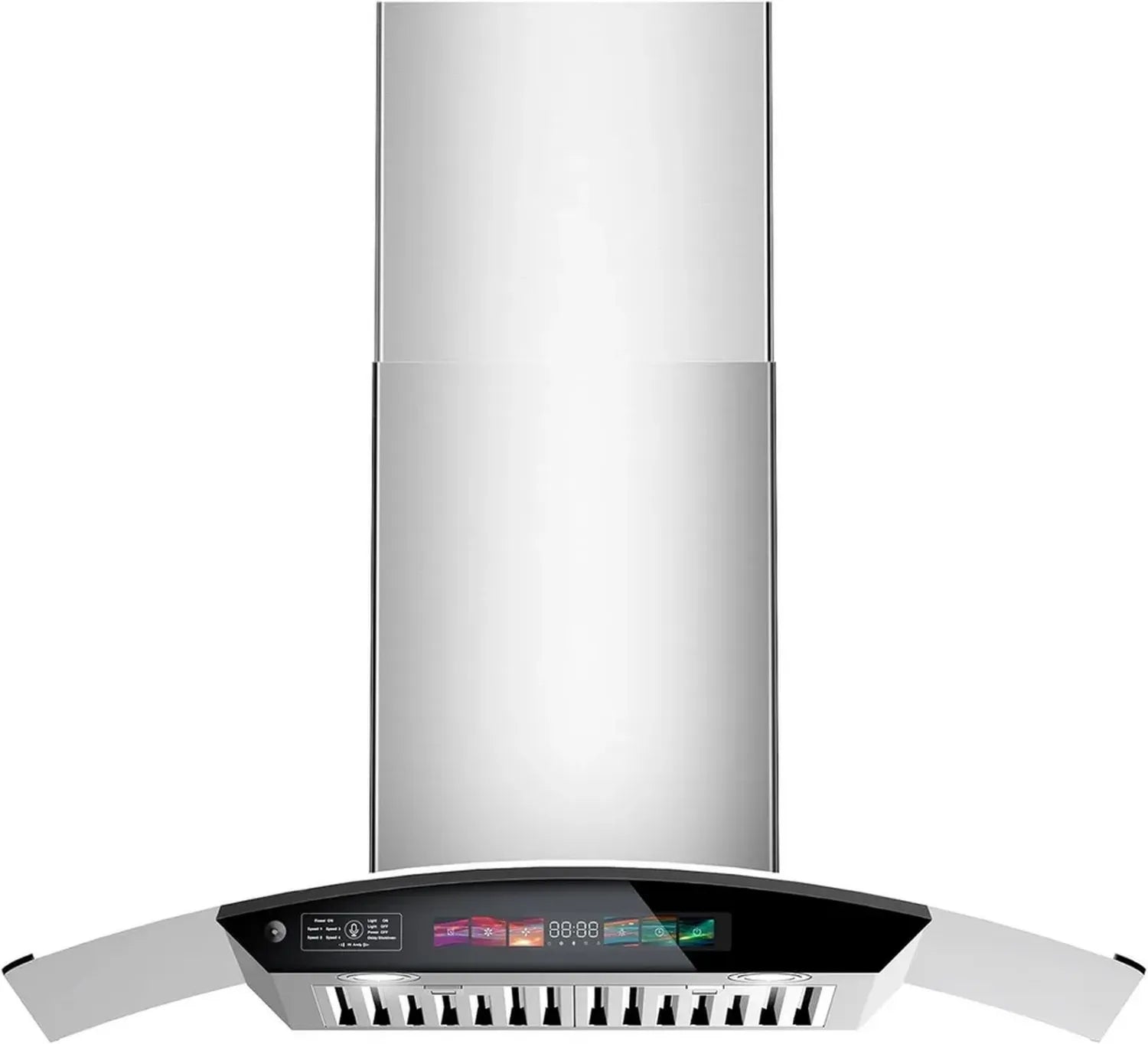 Cappa a Parete in Vetro Temperato 900 CFM con Controllo Vocale e Touch, Ventilazione in Acciaio Inox a 4 Velocità