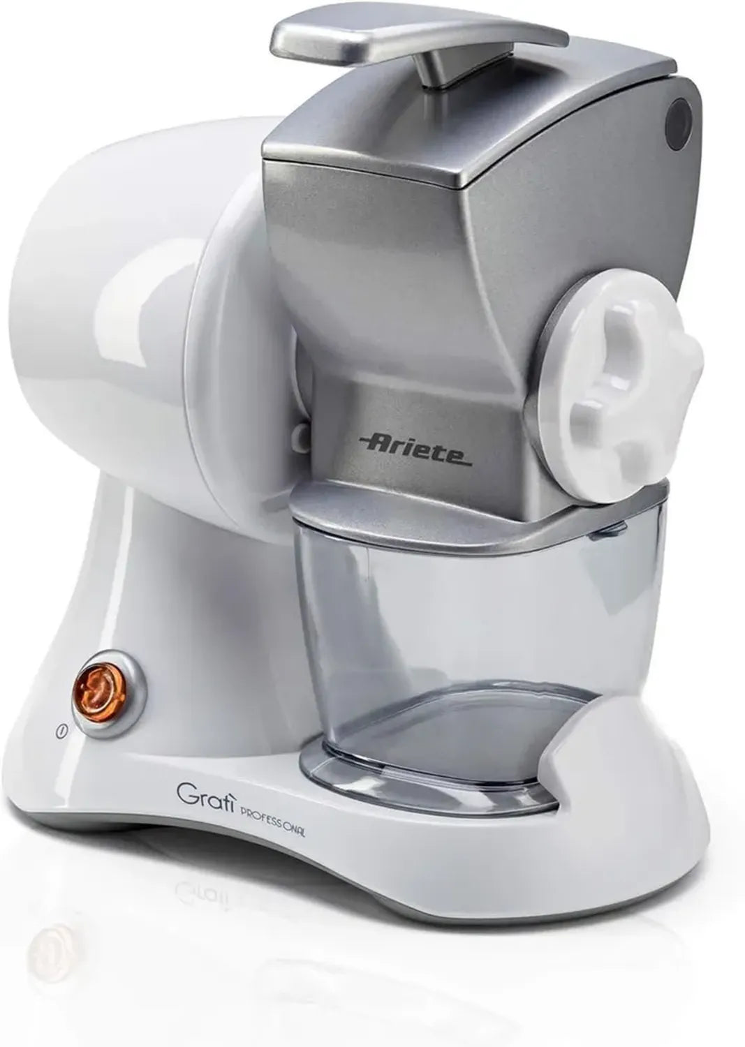 Ariete 448 Grattugia Elettrica Professionale con Contenitore Estraibile, 130W, Bianco/Argento