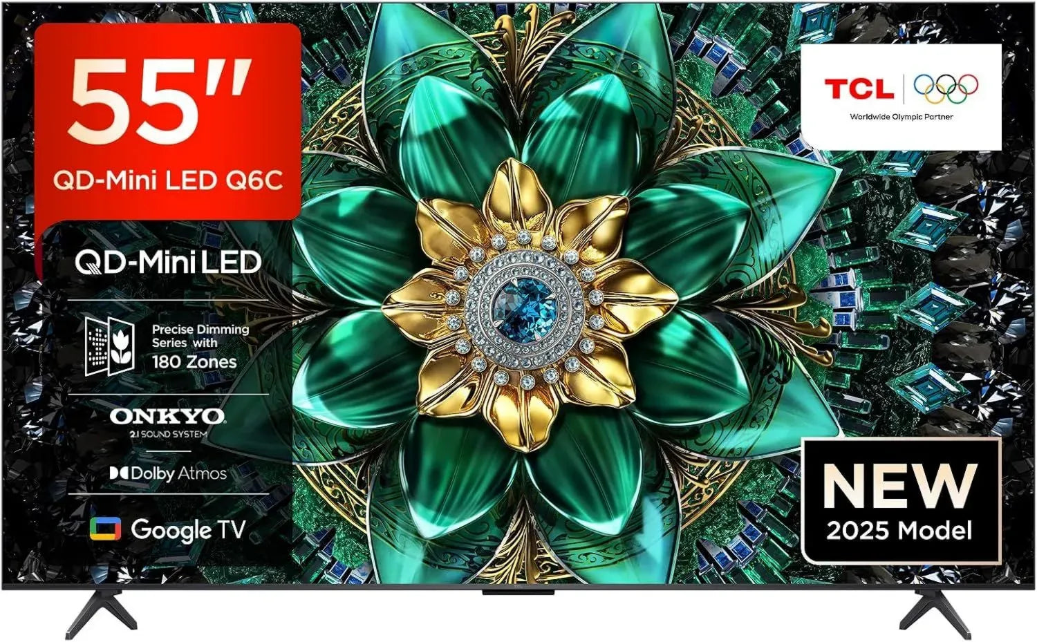 TCL 55Q6C Smart TV 55" 4K UHD, Mini LED, Google TV, Dolby Vision IQ e Atmos