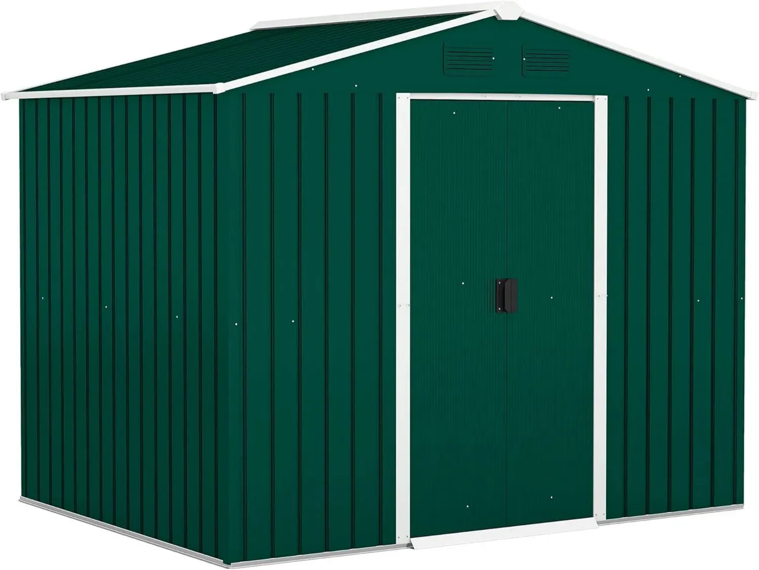 Outsunny Casetta da Giardino in Acciaio con Doppie Porte, 3.6m², Verde