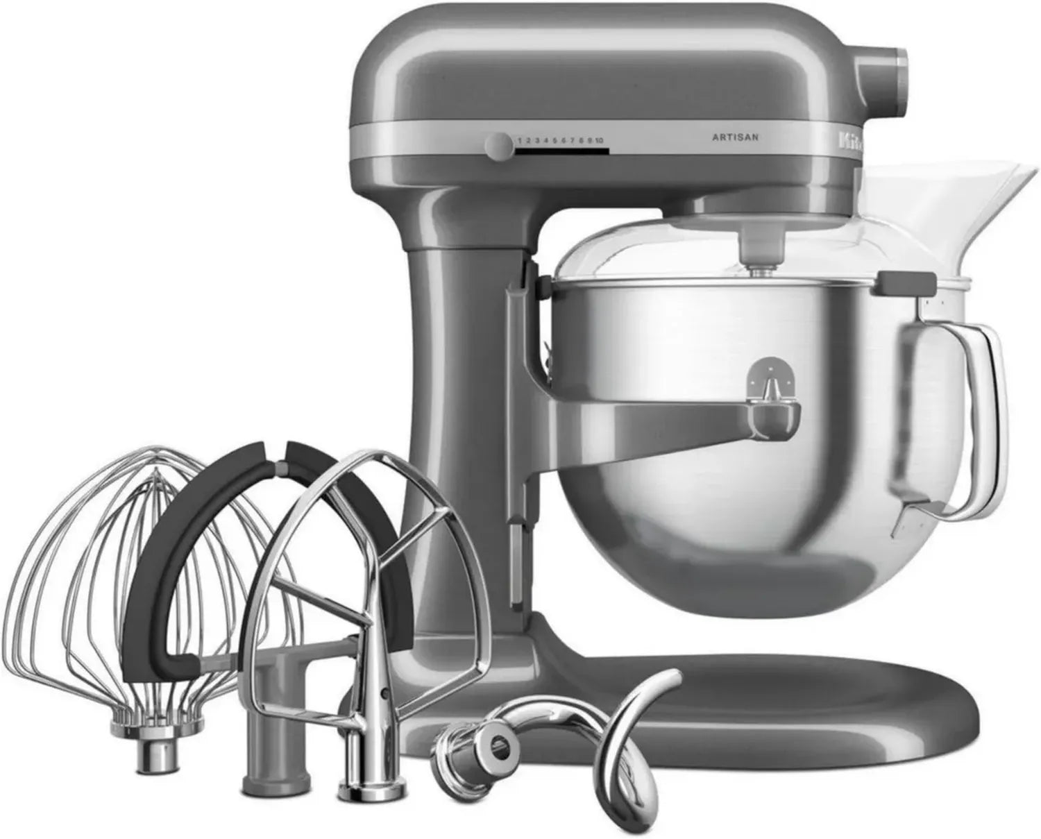 Impastatrice Planetaria KitchenAid Artisan 6,6L con Accessori in Acciaio Inox - Argento