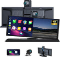 Schermo Auto 11,3 Pollici con Carplay e Android Auto, Dashcam 4K Wireless, Bluetooth Duale, Supporto Rotante 350°, Navigazione e 64G TF Card