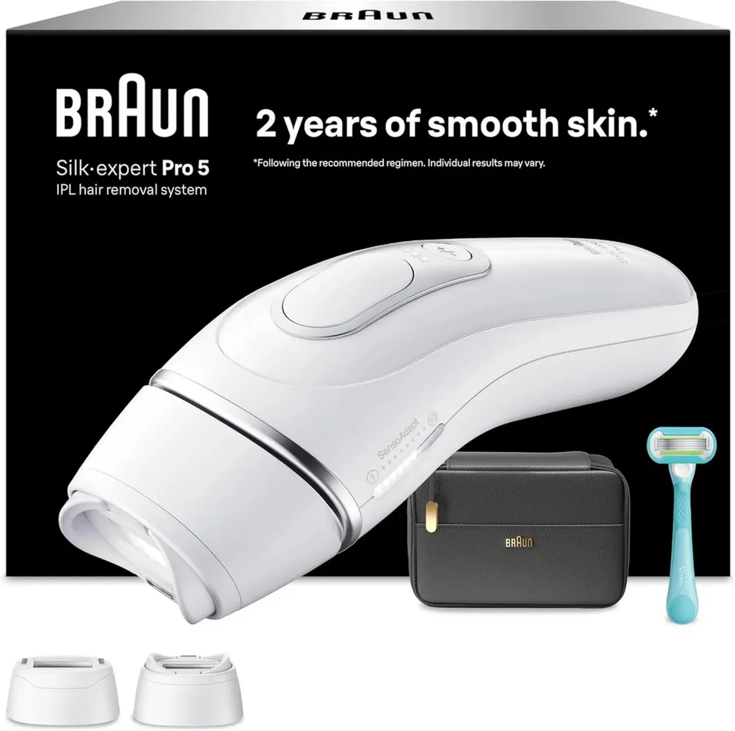 Braun Silk·expert Pro 5 Epilatore IPL con Rilevamento Pelle, Epilazione Permanente, 2 Testine e Rasoio Venus, PL5234