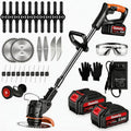 Tosaerba a Batteria 3 in 1 con 2 Batterie 4.0Ah, Decespugliatore e Lama in Metallo, Asta Telescopica per Giardino