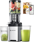 Spremitore AMZCHEF a Freddo per Frutta e Verdura, Scivolo di Alimentazione Extra Large 126 mm, Acciaio Inox, Facile Pulizia, Coclea Rinforzata e Doppio Filtro