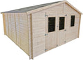 Casetta da Giardino in Legno 4x5 m con Porta a Vetro e Finestra Laterale - Struttura in Abete 25 mm