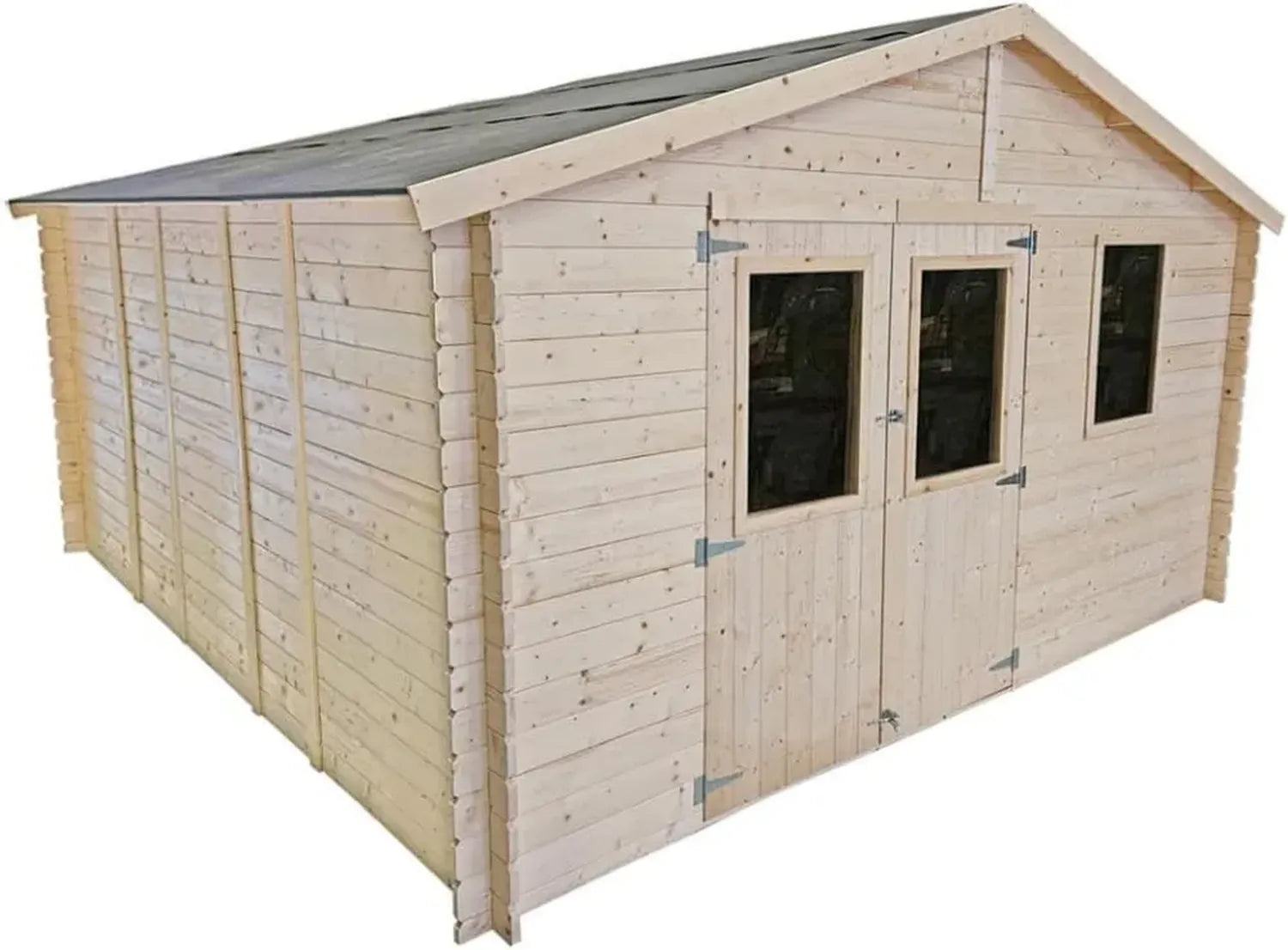 Casetta da Giardino in Legno 4x5 m con Porta a Vetro e Finestra Laterale - Struttura in Abete 25 mm