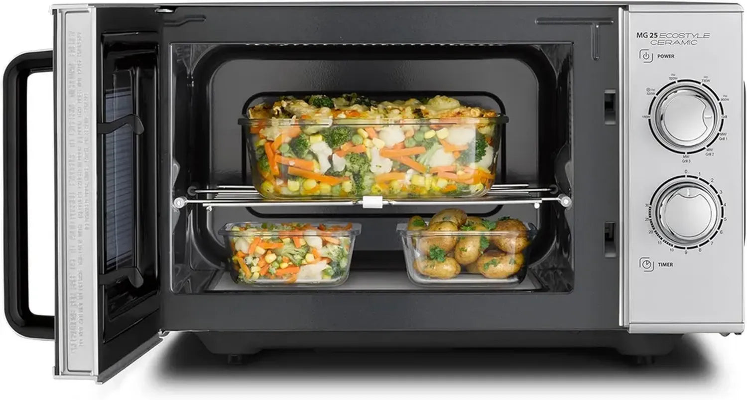 Forno Microonde 2 in 1 CASO MG 25 con Grill, 1000W, 25L, Argento