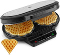 Macchina per Waffle a Cuore YASHE SW-2122M, Rivestimento Antiaderente e 5 Regolazioni di Temperatura, 1200W, Argento/Nero