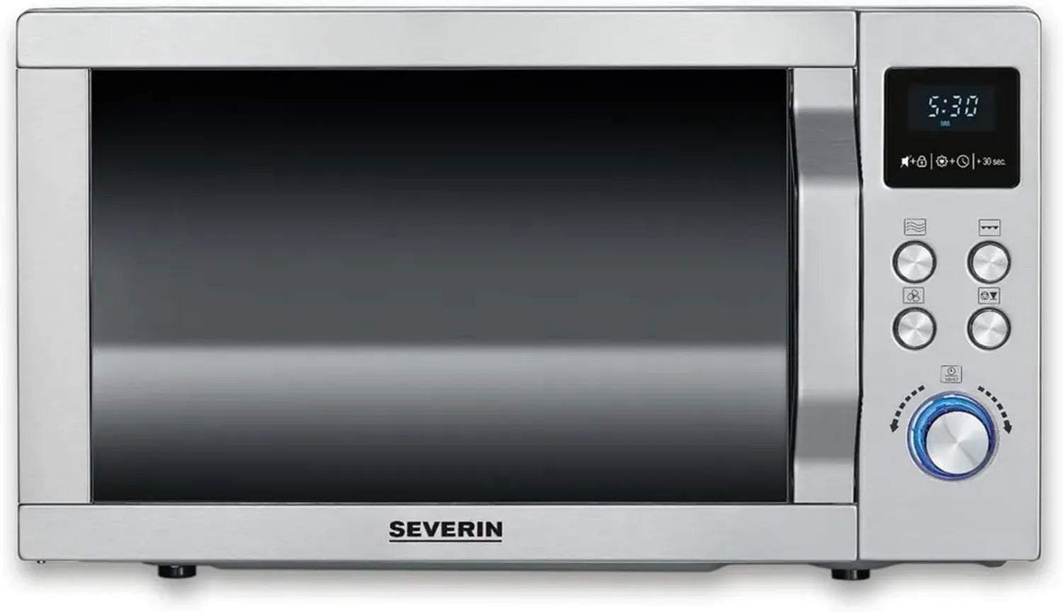 Forno a Microonde 3 in 1 SEVERIN con Griglia e Aria Calda, Scongelamento, Cottura e Riscaldamento, Piatto Girevole, Acciaio Inox Spazzolato
