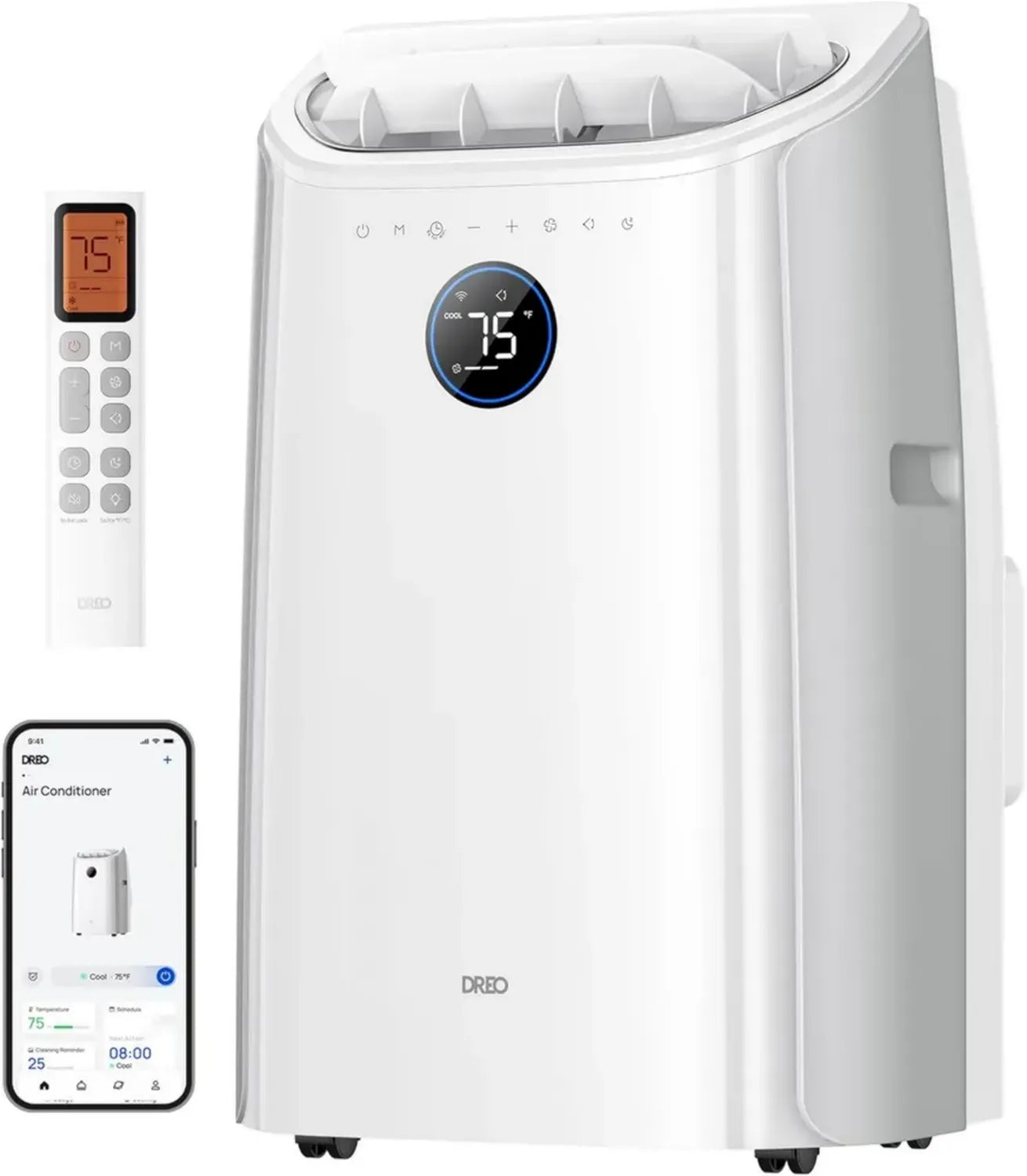 Climatizzatore Portatile DREO 10.000 BTU con Controllo Vocale e App, Silenzioso, Ventilatore e Deumidificatore Integrati, Timer 24 Ore, Ideale per Camera da Letto