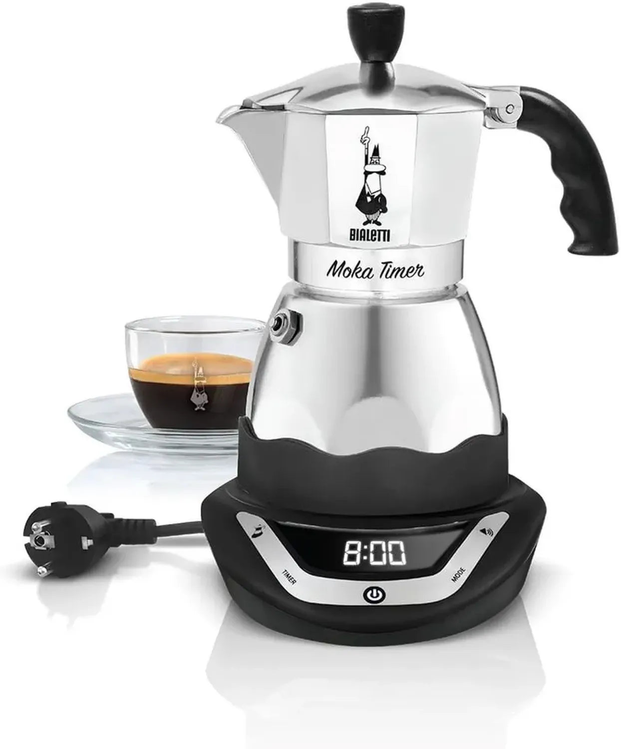 Bialetti Moka Elettrica con Timer, Caffettiera Programmabile, 6 Tazze