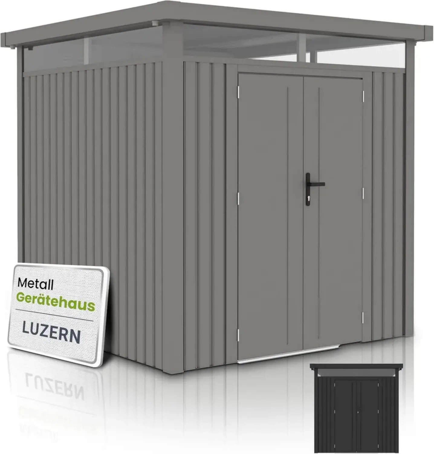 Capanno da Giardino in Metallo con Finestre e Porte, 5,3 m², Resistente alle Intemperie, con Serratura, Garage per Biciclette, Colore Tortora