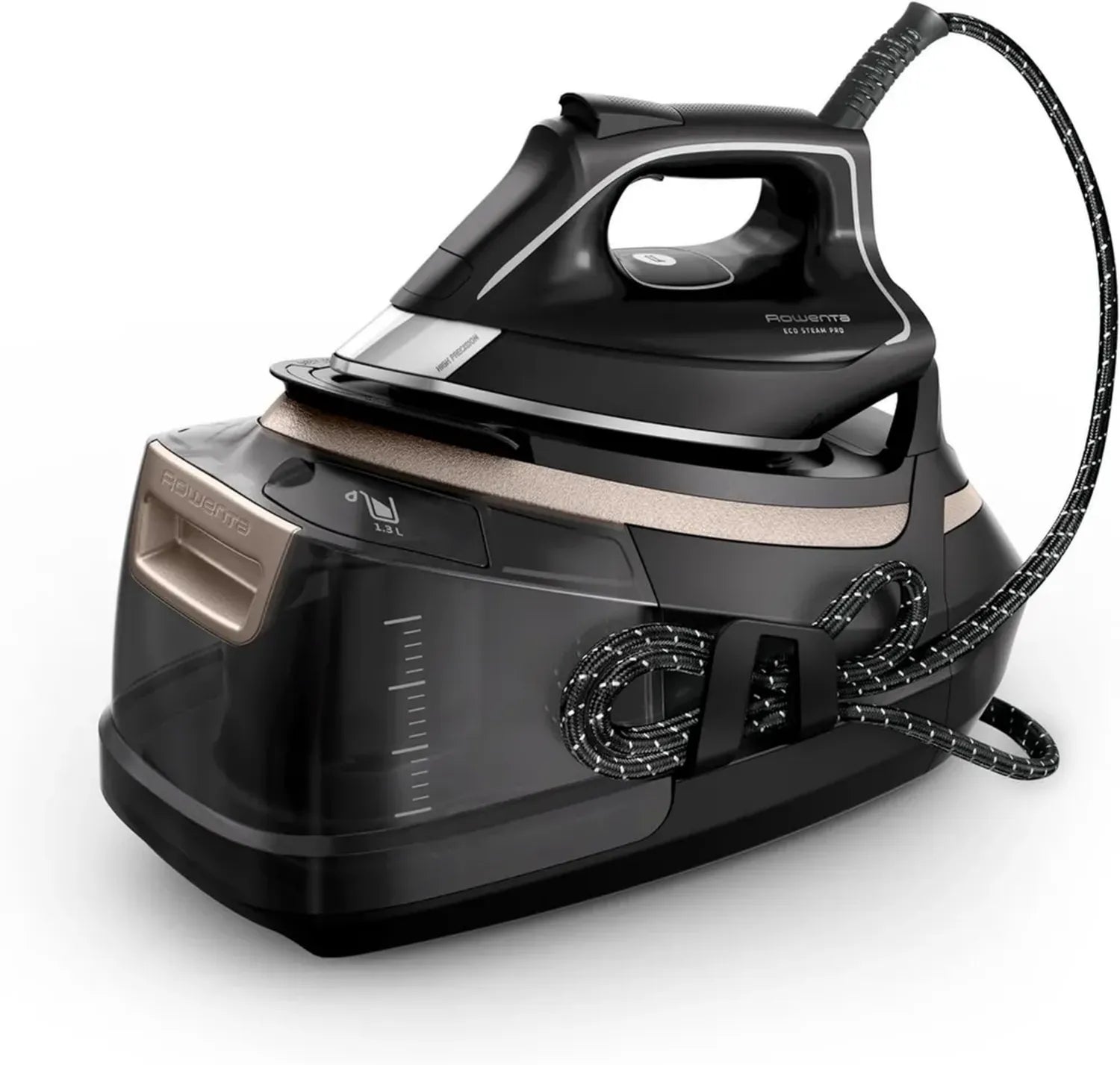Rowenta Ferro da Stiro Eco Pro con Caldaia, 8 Bar, 2800W, Serbatoio 1.3L, Vapore 580g/min, Modalità Eco, Anti-Calcare