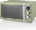 Forno a Microonde Digitale Swan Retro 20L, Scongelamento, Timer 60 Min, Porta a Specchio, Girevole 27 cm, Stile Vintage, Verde
