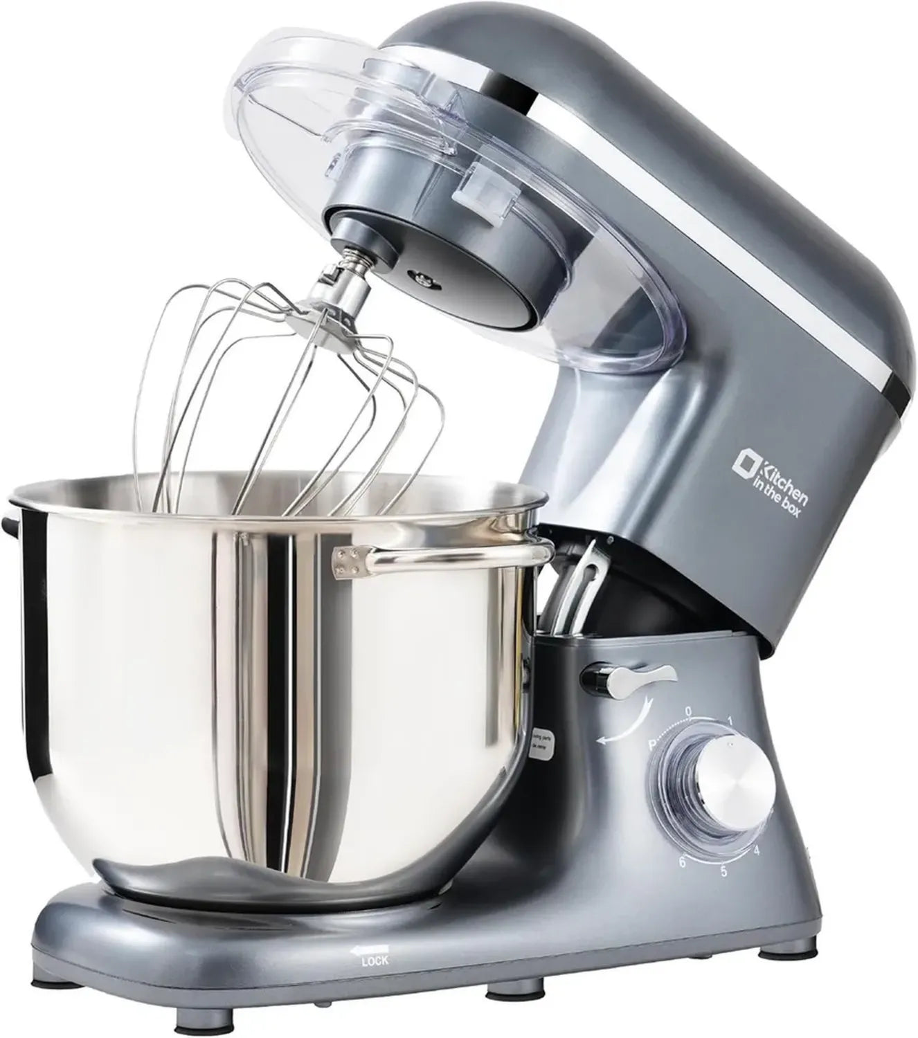 Impastatrice Planetaria Professionale da 7,5 Litri, 1400W con 6 Velocità, Uncino, Mescolatore e Frusta (Grigio)