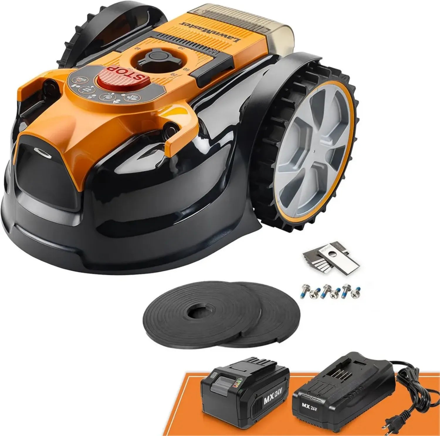 Robot rasaerba Lawnmaster OcuMow 16 per giardini fino a 200 m², evitamento ostacoli, silenzioso e senza filo perimetrale
