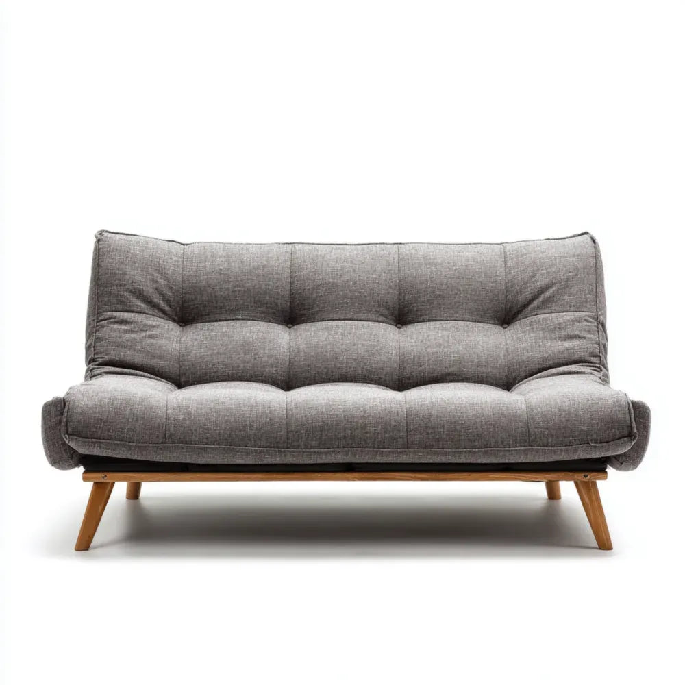 Modern Convertible Sofa Bed Linen Upholstered 200x80x90 cm - Gray