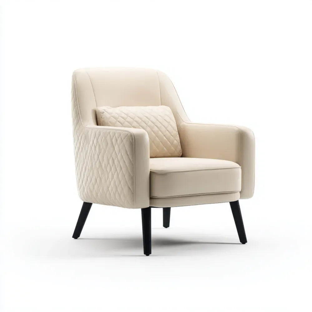 Armchair Quilted Upholstery 90x85x75 cm - Beige - Modern Design