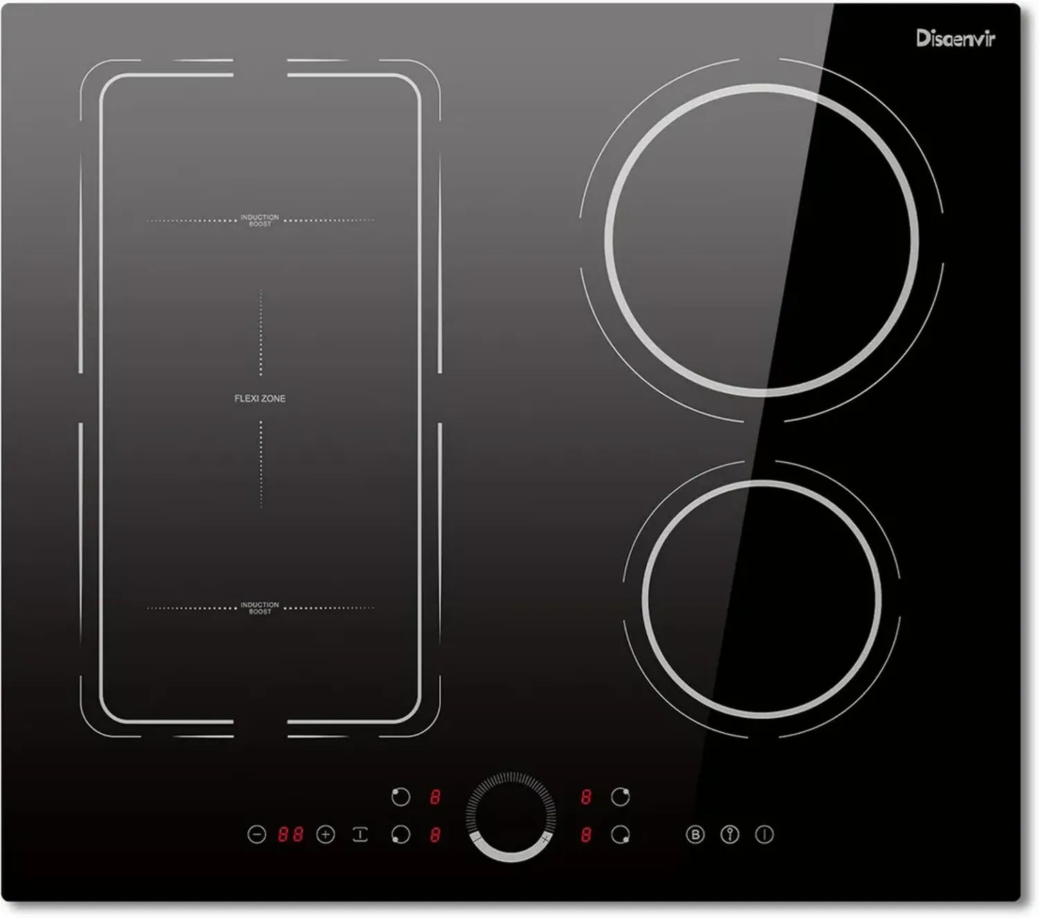 Piano cottura a induzione 4 zone 7200W, zona flessibile, funzione boost, controllo touch