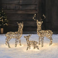 Set Decorativo Natalizio con Renne Luminose in Rattan a LED per Interni ed Esterni