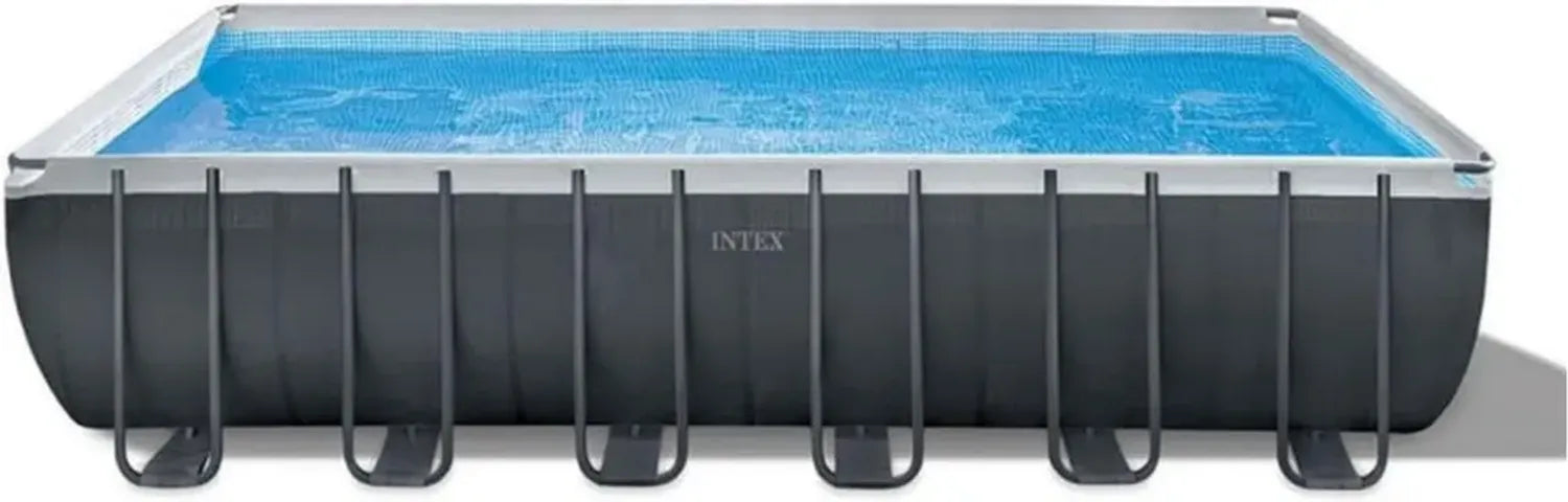 Piscina Rettangolare Fuori Terra Ultra XTR Intex con Pompa Filtro, Scaletta e Accessori, 31805 L, Grigio, 732x366x132 cm