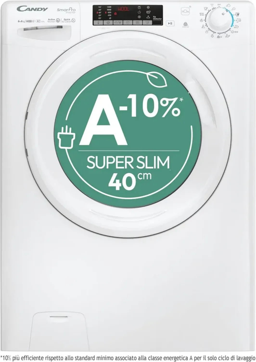 Lavasciuga Compatta Candy Smart Pro 6+4 Kg, 1400 Giri, Classe A, Programmi Rapidi, Connettività App, Bianca